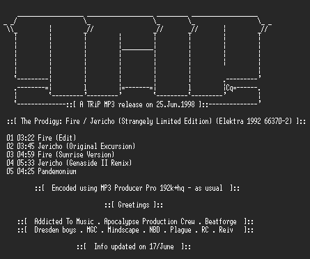 NFO file for The_Prodigy_-_Fire_-_Jericho-TR1P