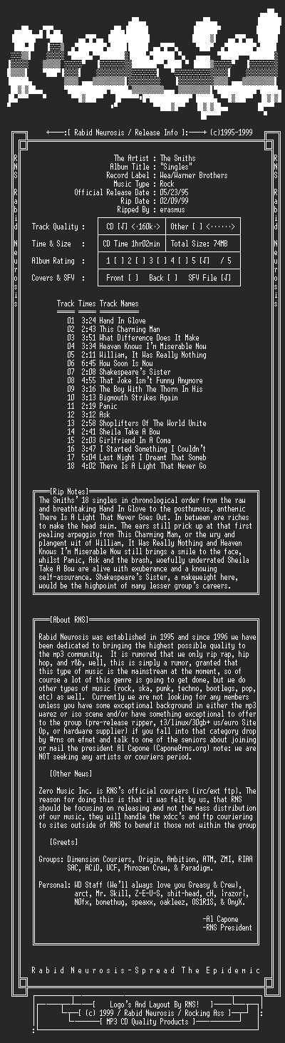 NFO file for The_Smiths-Singles-1995-RNS