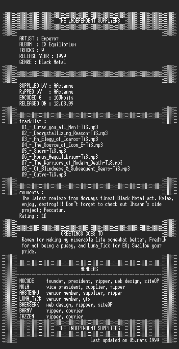 NFO file for Emperor_-_IX_Equilibrium-TiS