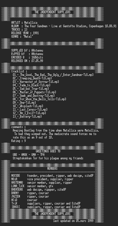 NFO file for Metallica_-_The Four Sandmen-TiS