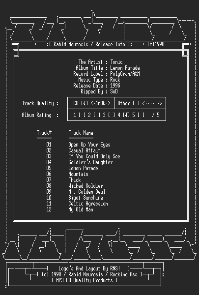NFO file for Tonic-Lemon_Parade-RNS