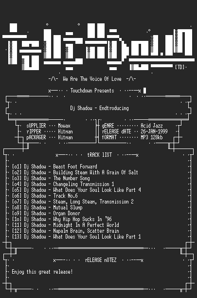 NFO file for DJ_Shadow_-_Endtroducing-TD