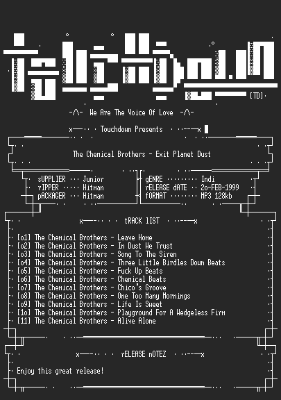 NFO file for The_Chemical_Brothers_-_Exit_Planet_Dust-TD