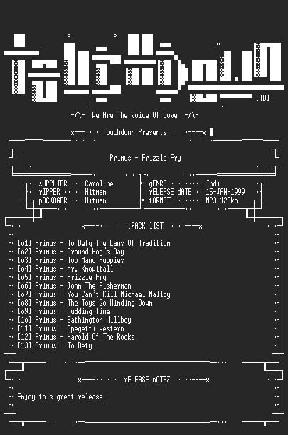 NFO file for Primus_-_Frizzle_Fry-TD