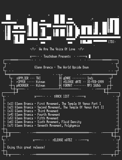 NFO file for Glenn_Branca_-_The_World_Upside_Down-(1994)-TD