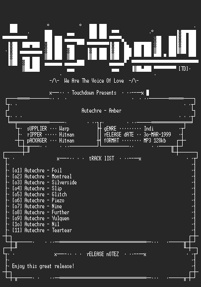 NFO file for Autechre_-_Amber-TD