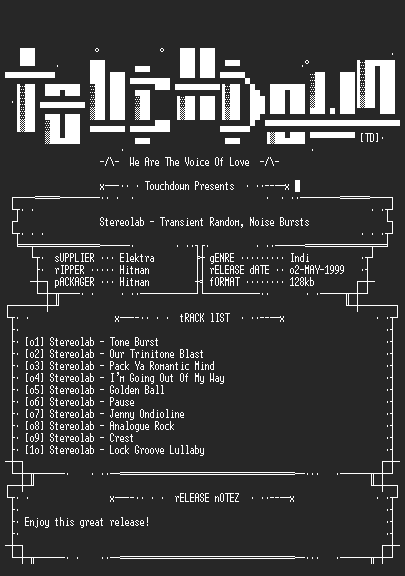 NFO file for Stereolab_-_Transient_Random_Noise_Bursts-TD