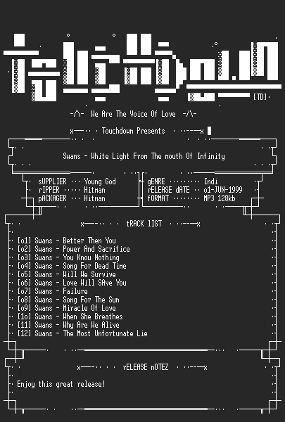 NFO file for Swans_-_White_Light_From_The_Mouth_Of_Infinity-TD