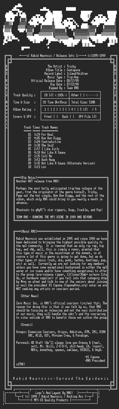 NFO file for Tricky-Juxtapose-1999-RNS