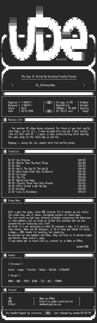 NFO file for U2--Achtung.Baby-1991-UBE