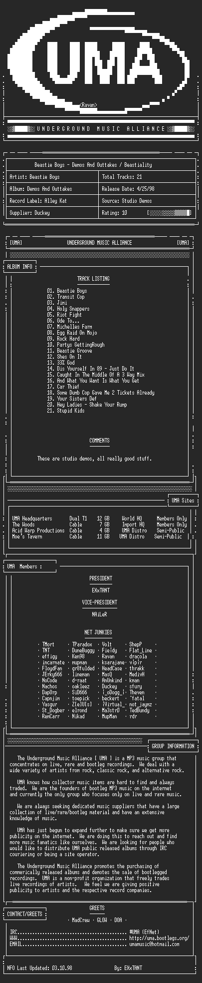 NFO file for Beastie_Boys-Demos_And_Outtakes-UMA
