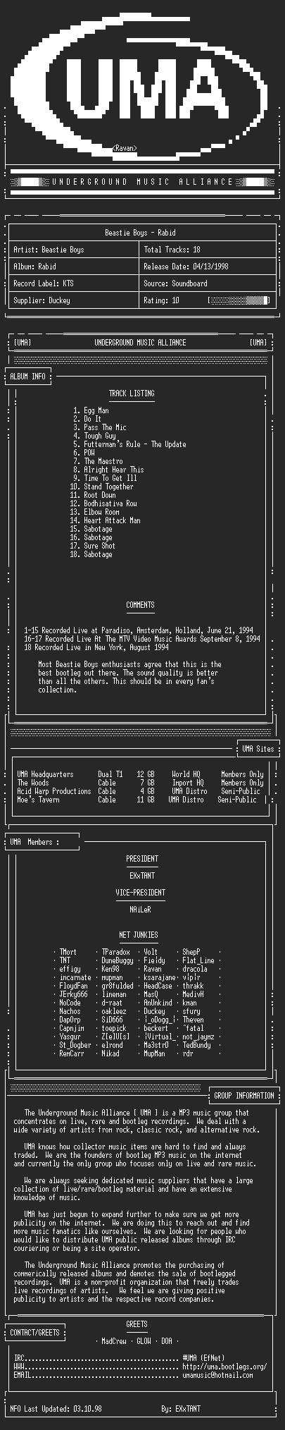 NFO file for Beastie_Boys-Rabid-UMA