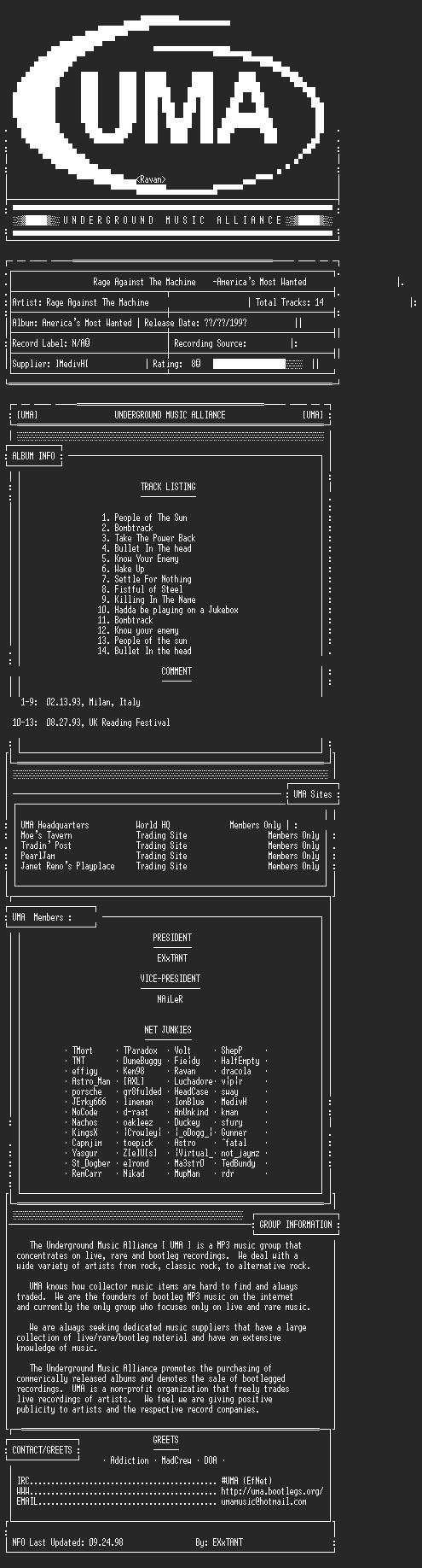 NFO file for Rage_Against_The_Machine-Americas_Most_Wanted-1993-UMA