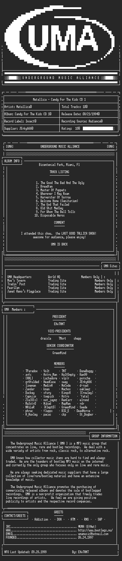 NFO file for Metallica-Candy_For_The_Kids-UMA