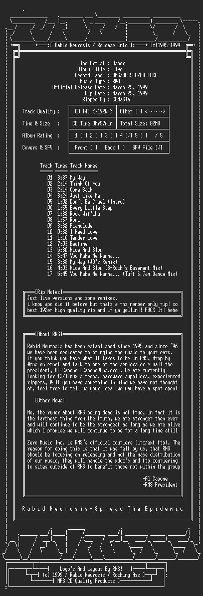 NFO file for Usher-Live-1999-RNS