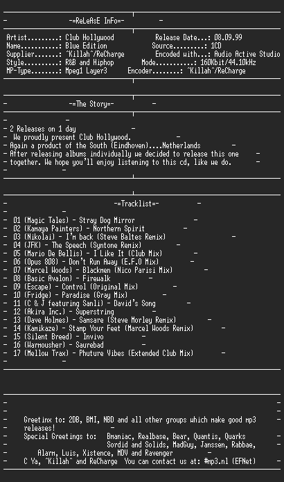 NFO file for (Club_Hollywood)_-_The_Blue_Edition-Killah_ReCharge
