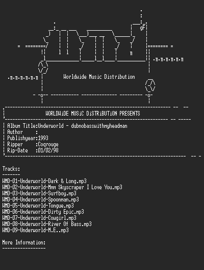 NFO file for Underworld_-_Dubnobasswithmyheadman-WMD