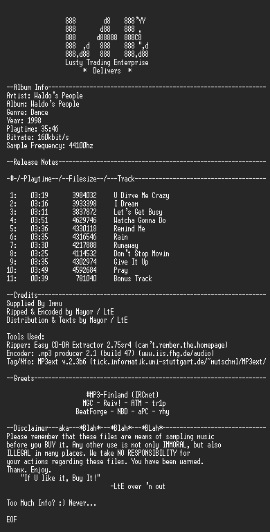 NFO file for Waldo's_People_-_Waldo's_People_(160k)_-_LtE