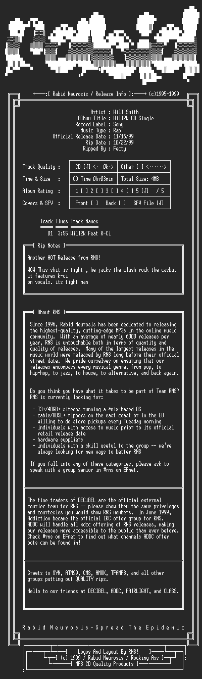 NFO file for Will_Smith-Will2k_CD_Single-1999-RNS