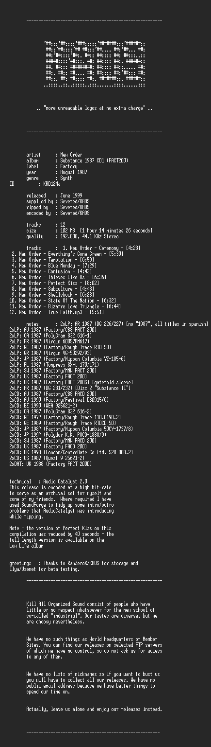 NFO file for New_Order_-_Substance1_-_KAOS