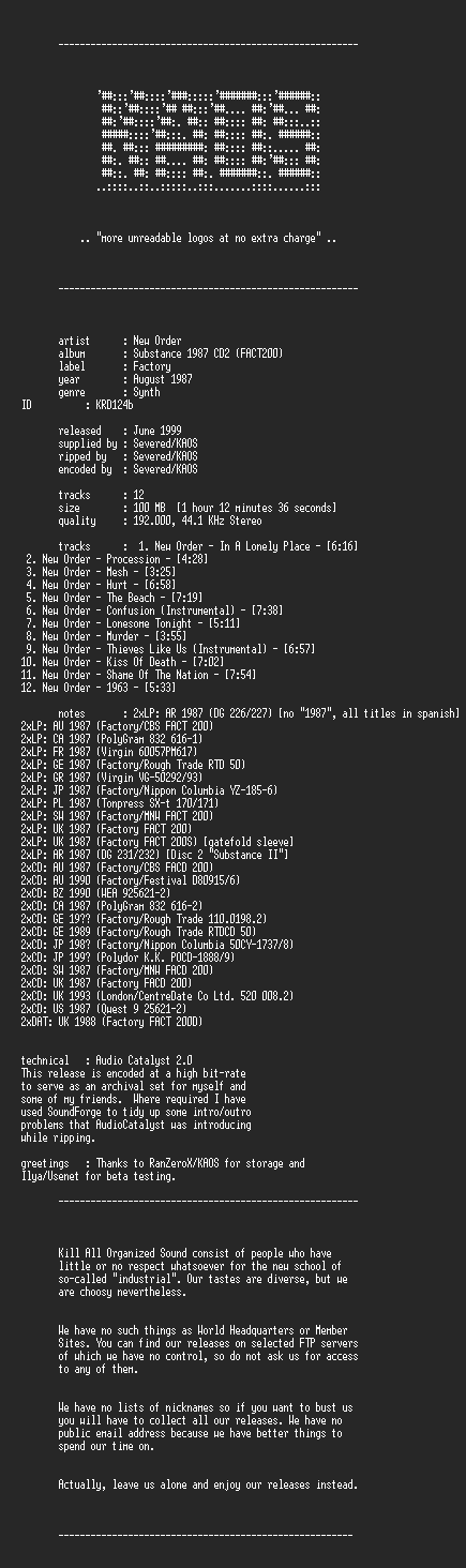 NFO file for New_Order_-_Substance2_-_KAOS