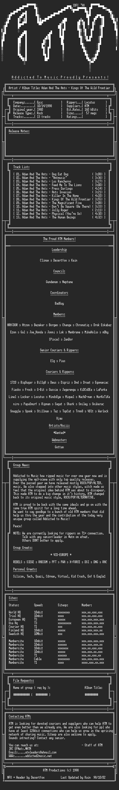 NFO file for Adam_And_The_Ants_-_Kings_Of_The_Wild_Frontier_(1980)_-_ATM