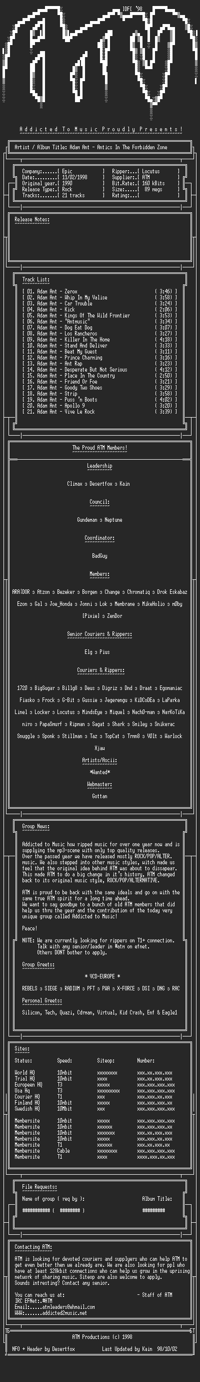NFO file for Adam_Ant_-_Antics_In_The_Forbidden_Zone_(1990)_-_ATM