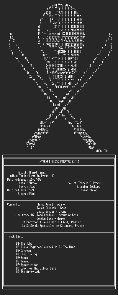 NFO file for Ahmad_Jamal--Live_In_Paris_92-(1993)-iMPG