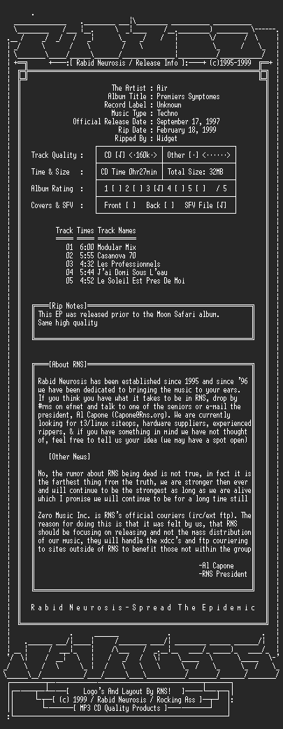 NFO file for Air-Premiers_Symptomes-1997-RNS