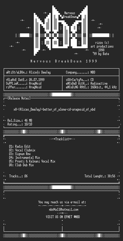 NFO file for (Alices_DeeJay)-better_of_alone-cd-aragnoid_of_nbd