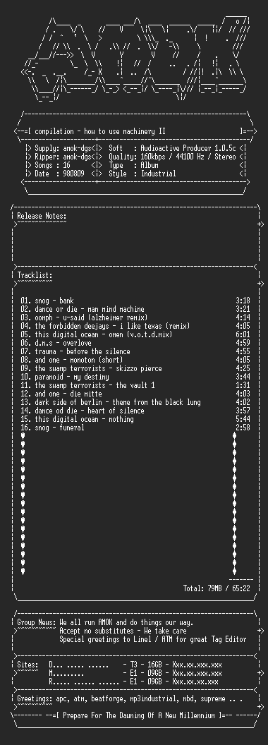 NFO file for Compilation-how.to.use.machinery.II-AMOK