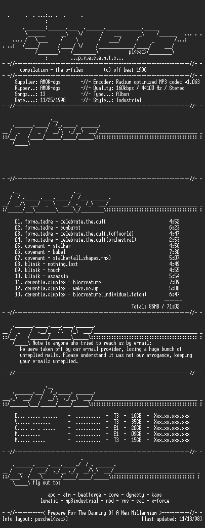 NFO file for Compilation-the_o-files_1-AMOK