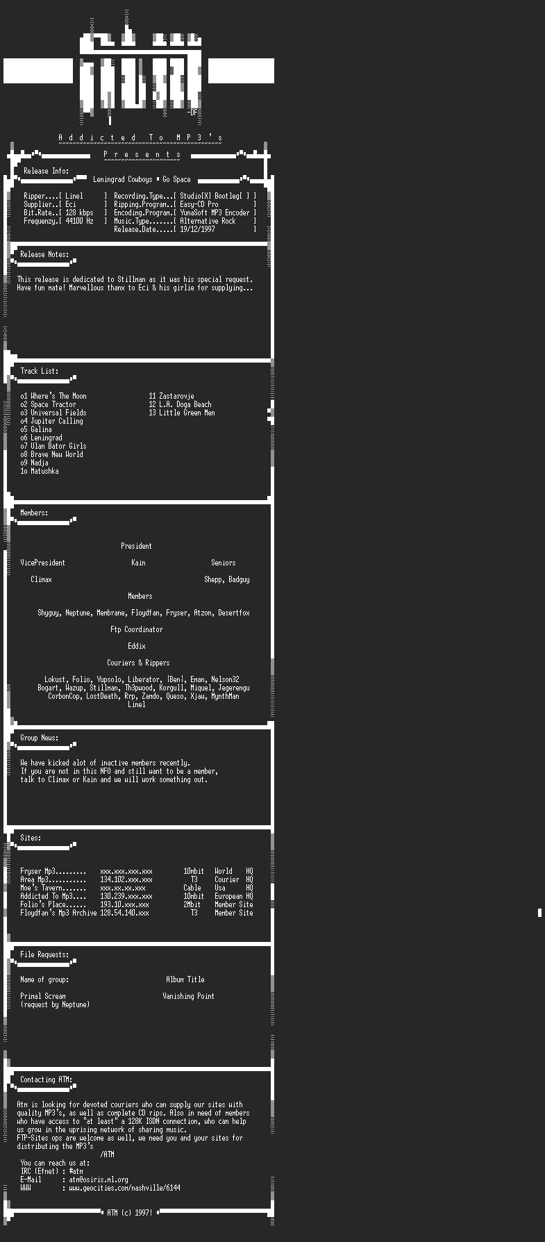 NFO file for Leningrad_Cowboys-Go_Space-ATM