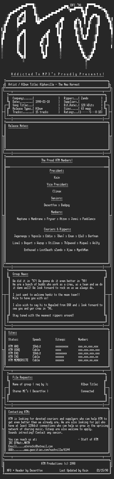 NFO file for Alphaville_-_The_new_harvest_-_ATM