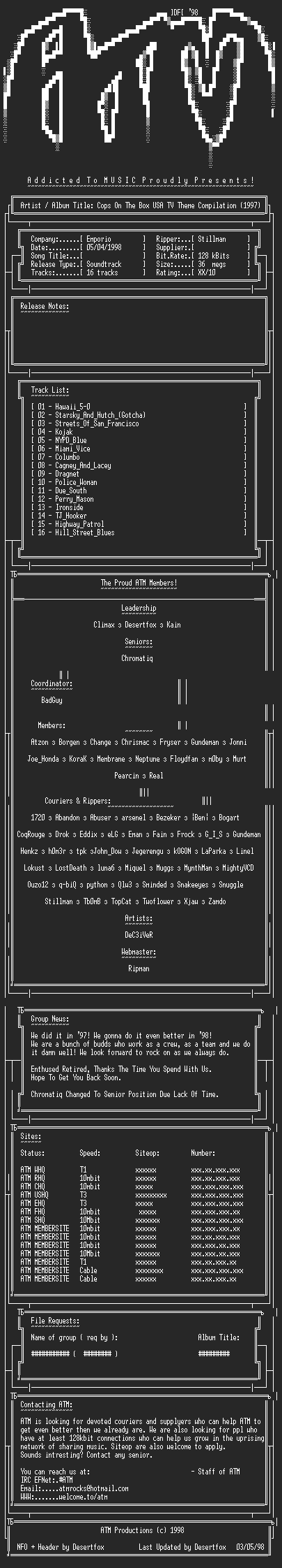 NFO file for Cops_On_The_Box_USA_TV_Themes_(1997)-ATM