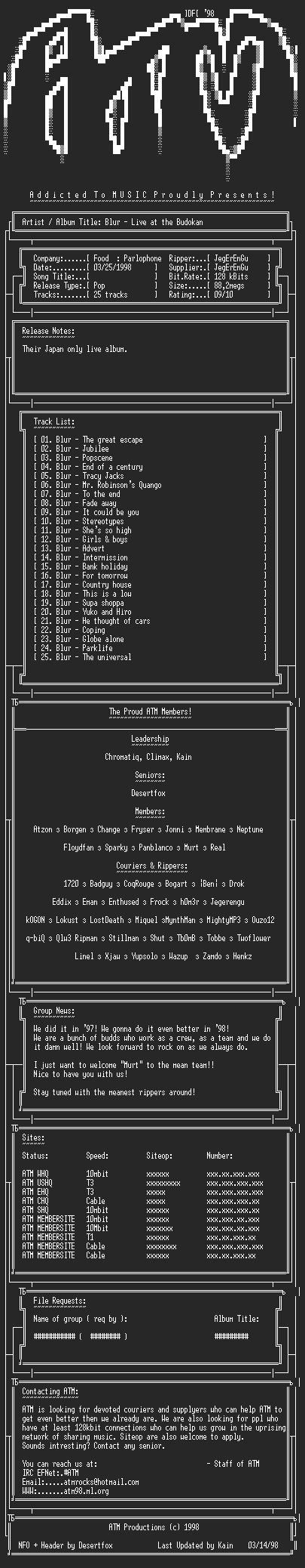 NFO file for Blur_-_Live_at_the_Budokan_-_ATM