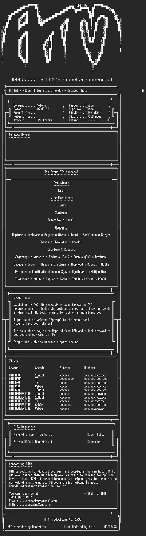 NFO file for Stevie_Wonder_-_Greatest_Hits_-_ATM