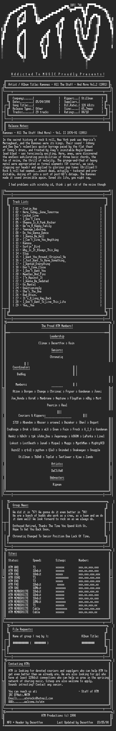 NFO file for Ramones_-_All_The_Stuff-And_More_Vol.2_(1991)-ATM