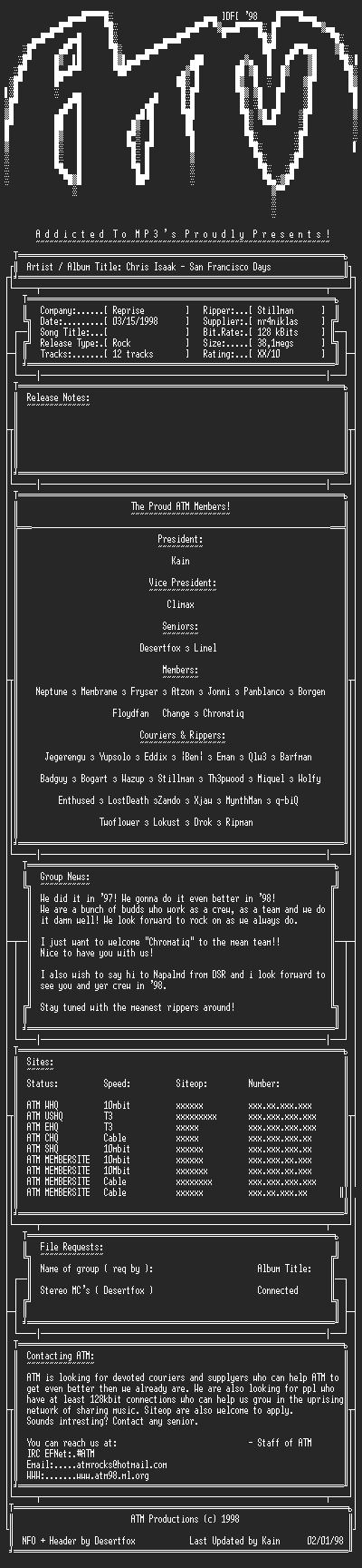 NFO file for Chris_Isaac_-_San_Francisco_Days_(1993)-ATM