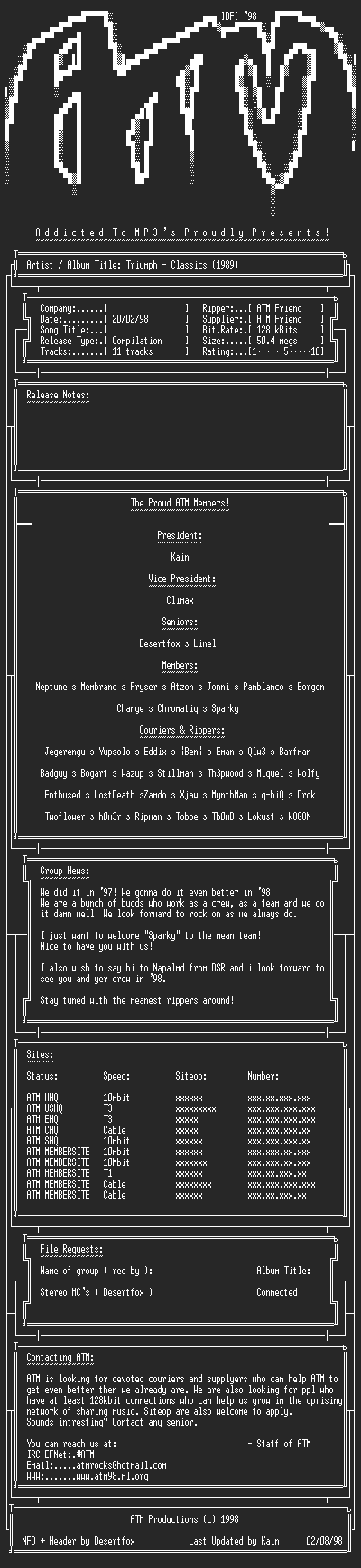 NFO file for Triumph_-_Classics_(1989)_-_ATM