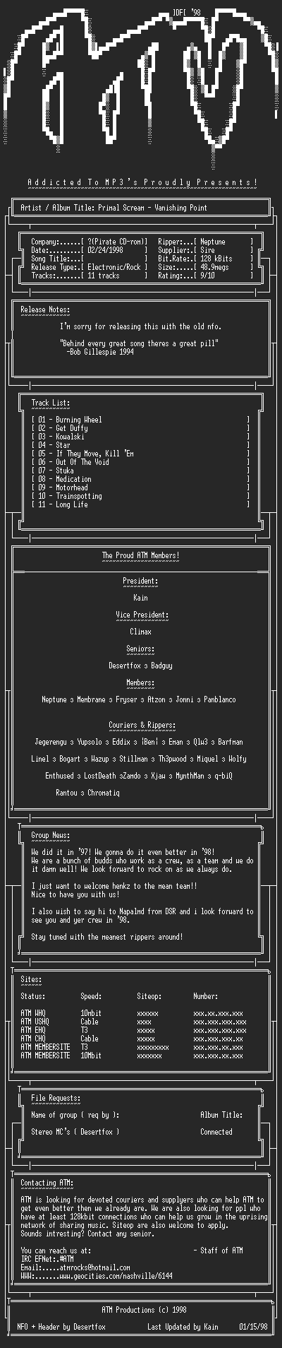 NFO file for Primal_Scream-Vanishing_Point-ATM