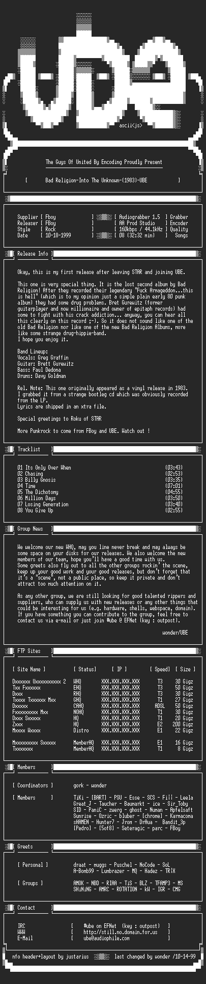 NFO file for Bad.Religion-Into.The.Unknown-1983-UBE