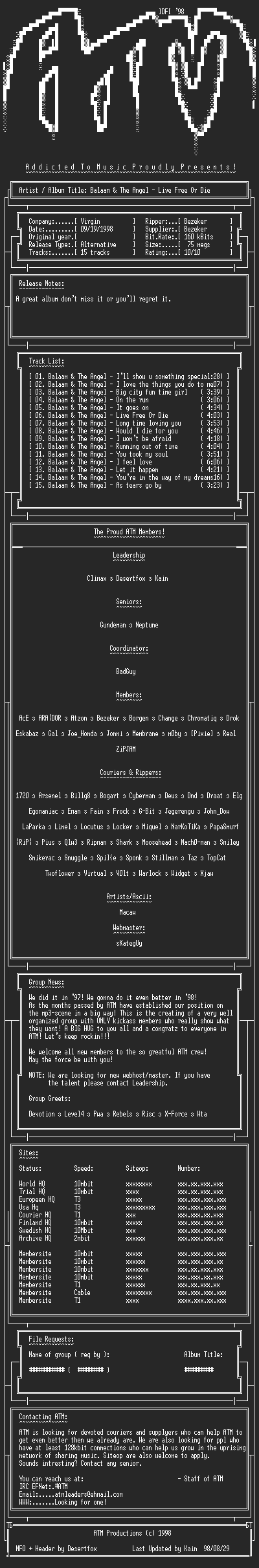 NFO file for Balaam_And_The_Angel_-_Live_Free_Or_Die_(1987)_-_ATM