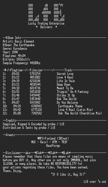 NFO file for Basic_Element-The_Earthquake_(192k)-LtE