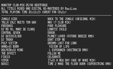 NFO file for (beatforge)-nonstop_club_mix_05_98_bf