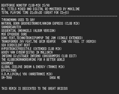 NFO file for (beatforge)-nonstop_club_mix_15_98_bf