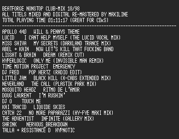 NFO file for (beatforge)-nonstop_club_mix_18_98_bf