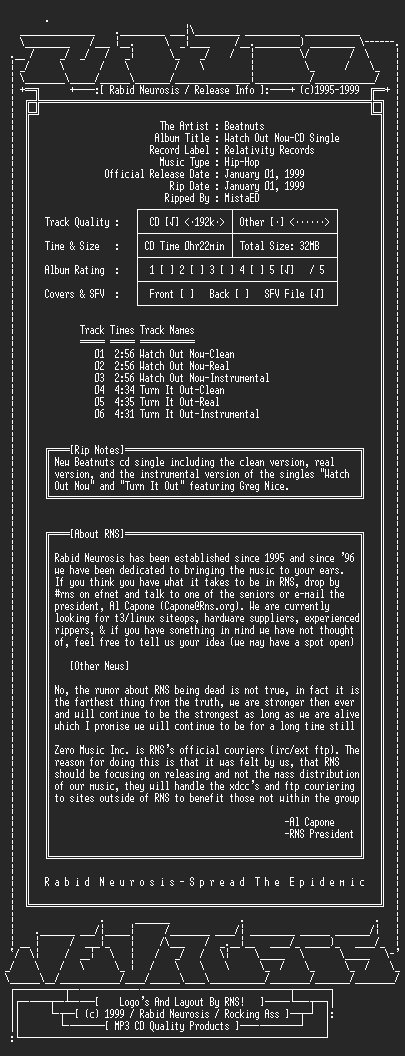 NFO file for The_Beatnuts-Watch_Out_Now-CD_Single-1999-RNS