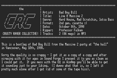 NFO file for Bad_Boy_Bill-Live_at_Massive_2-CRC