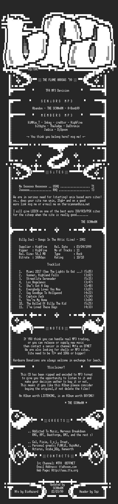 NFO file for Billy_Joel_-_Songs_In_The_Attic_(1981)-TFAMP3